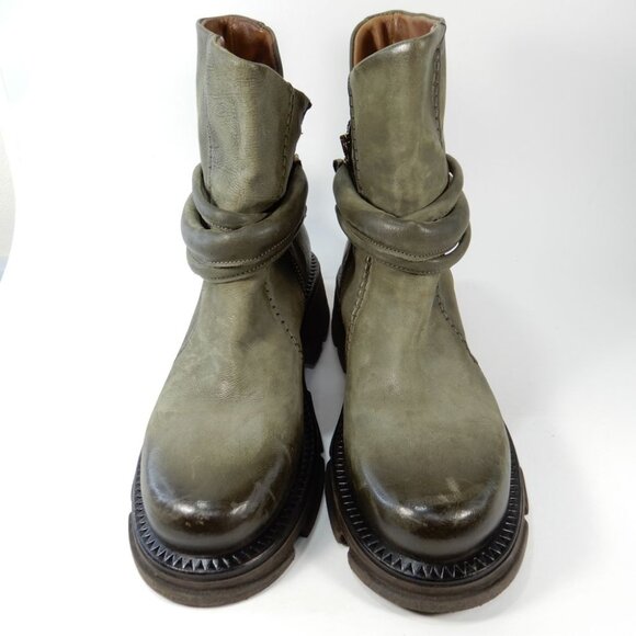A.S.98 Linder Chunky Platform BOOTS Size 39 8.5 9 Green Leather NEW $399 - Picture 5 of 14